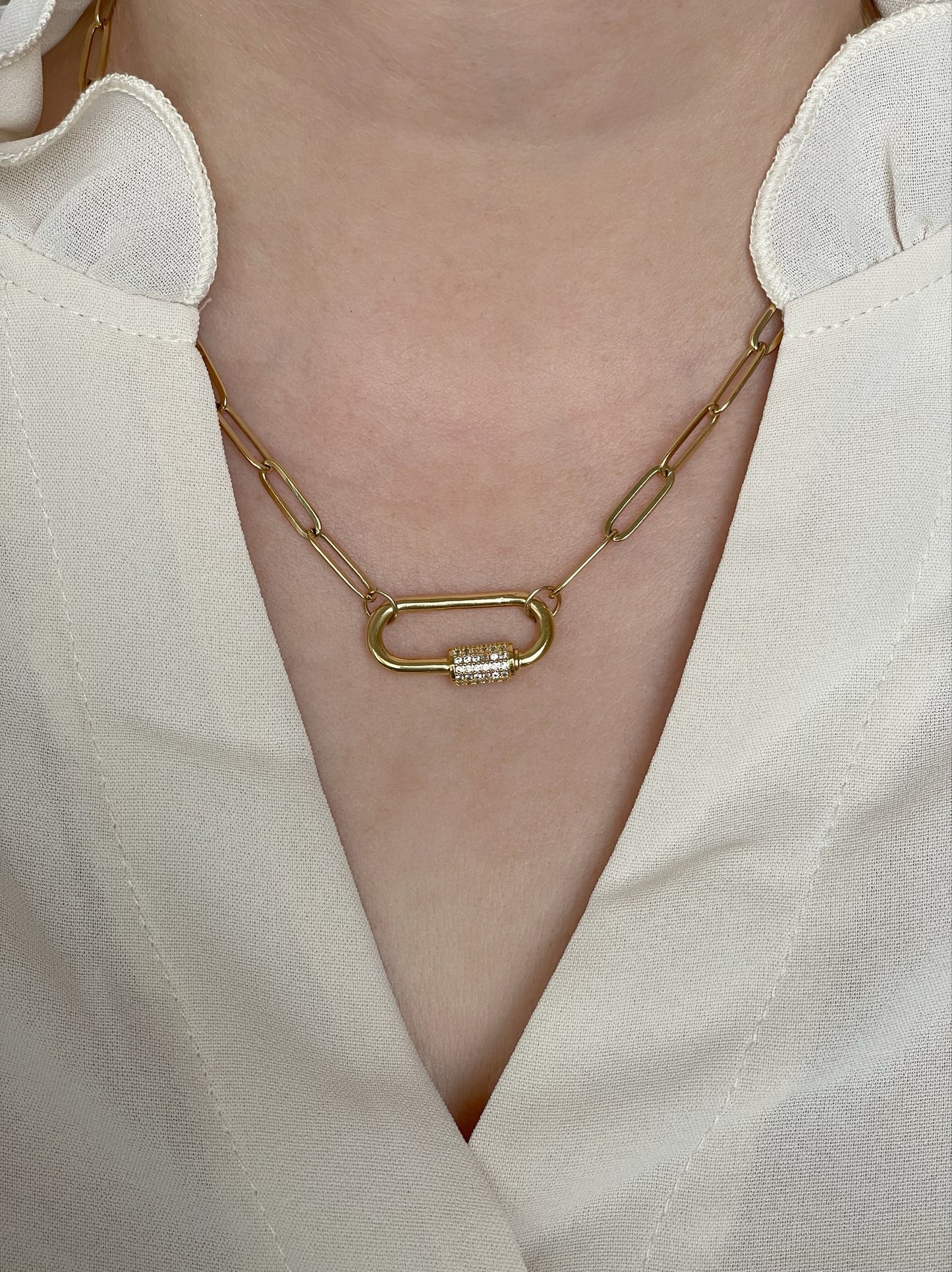 Carabiner Paper Clip Necklace
