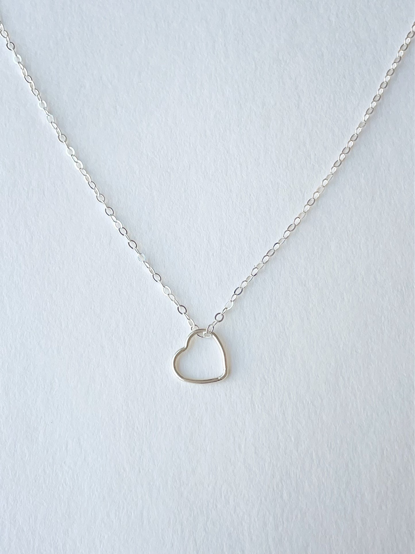 Open Heart Necklace Silver